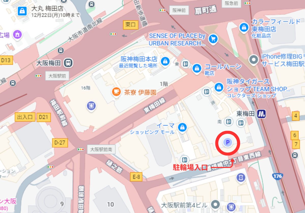 駐車場入り口の地図