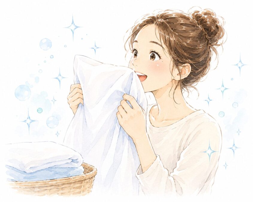 枕カバーの加齢臭が取れた体験談のイラスト