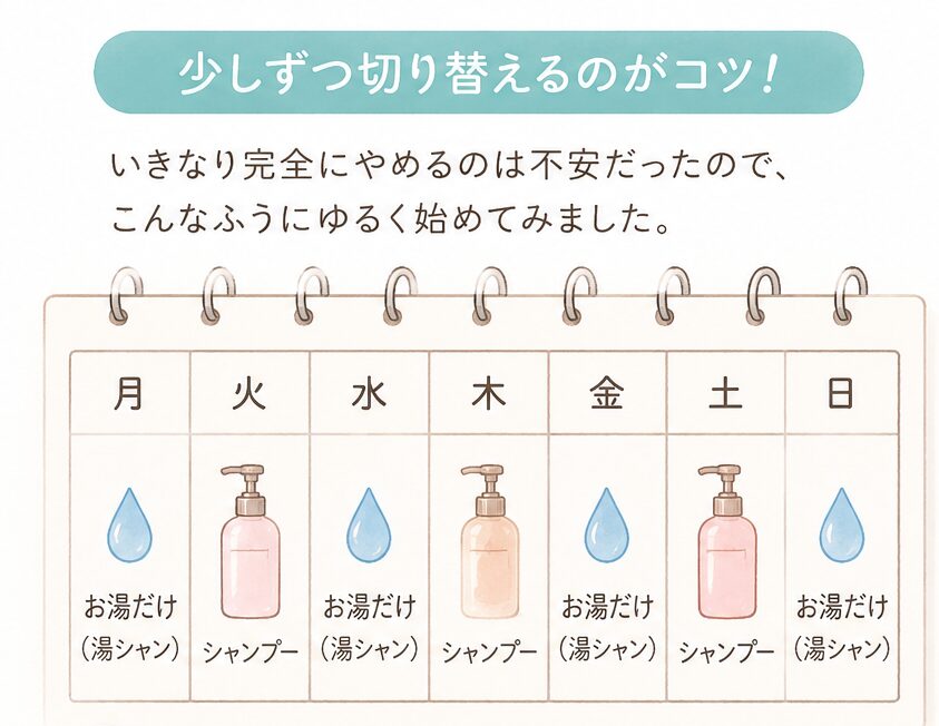 湯シャンへの段階的な切り替えステップ